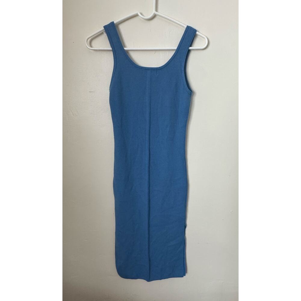 NWT Willow & Wind Blue Knit Maxi Bodycon Dress Medium Side Slit - Picture 3 of 11